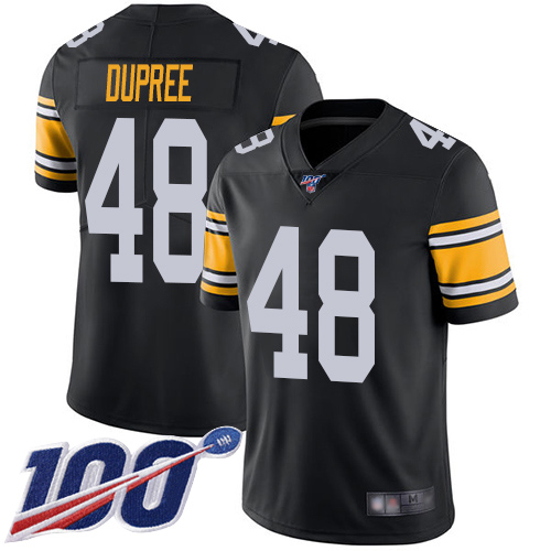 Men Pittsburgh Steelers Football 48 Limited Black Bud Dupree Alternate 100th Season Vapor Untouchable Nike NFL Jersey